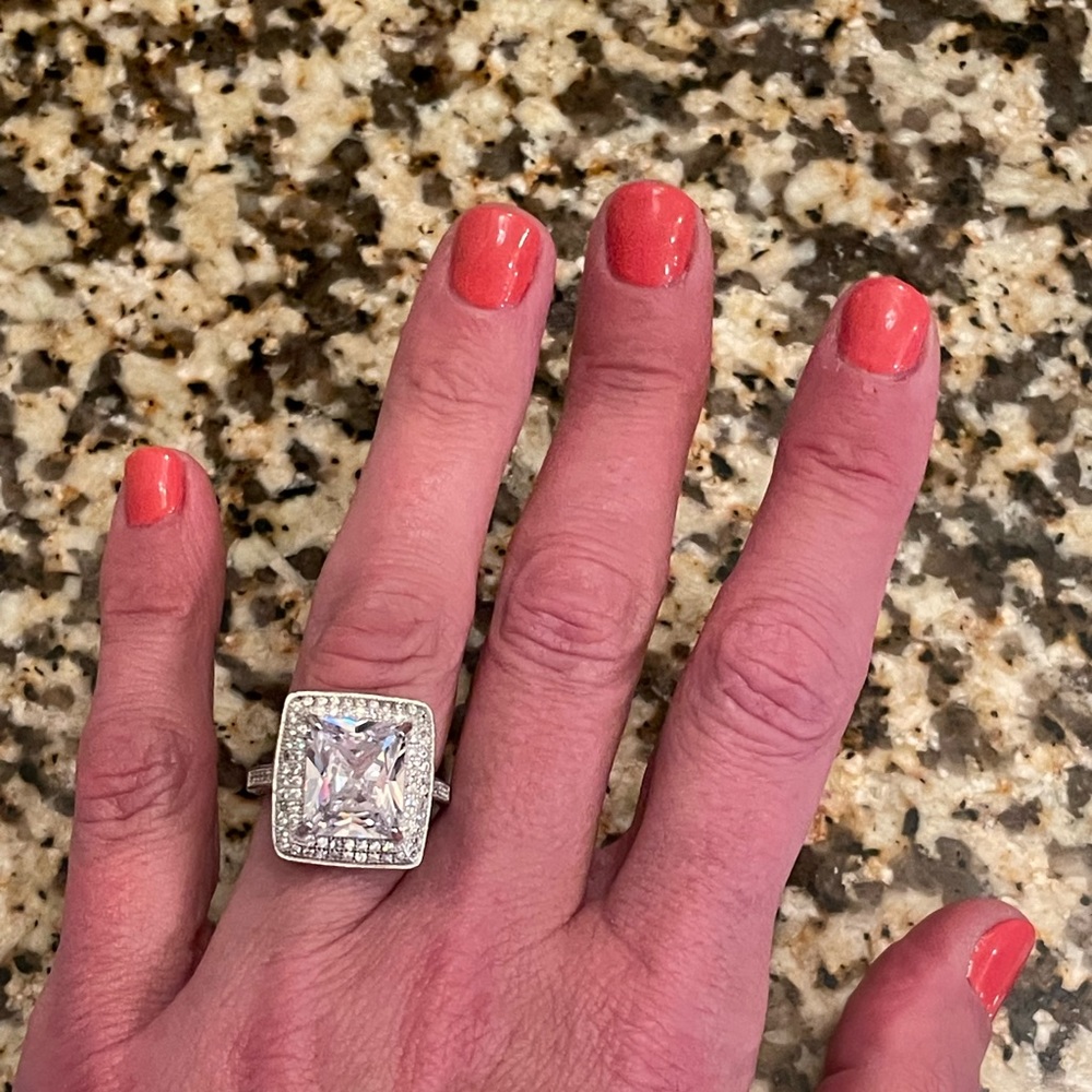 Solid Sterling Silver Size 7 Moissanite Engagemen… - image 2